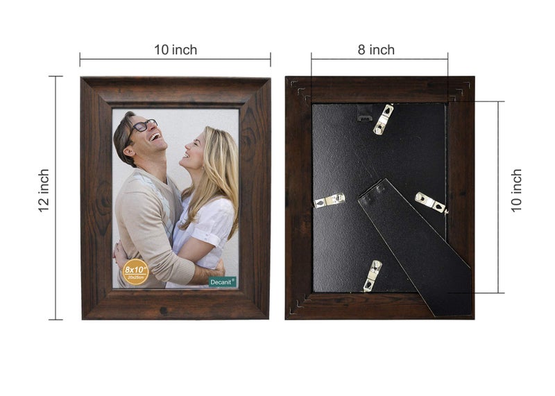 DECANIT 8x10 Picture Frames Rustic Distressed Brown Wood Pattern High Definition Glass for Table Top Display and Wall Mounting Photo Frameï¼ŒPack of 2 - Image 2